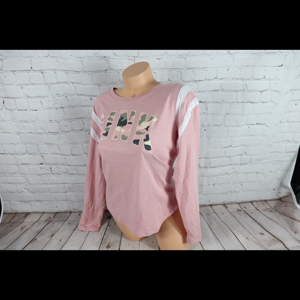 VS PINK Camp Logo Long Sleeve football Tee Shirt - Picture 6 of 8